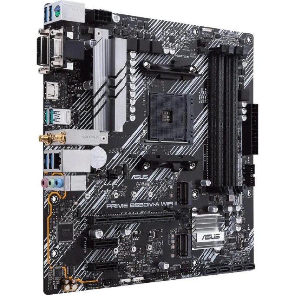 ASUS Prime B550M-A WiFi II B550 Socket AM4 4xDDR4, 4xSATA3, RAID, 2xM.2, 1xPCI-E16x, 6xUSB3.2, D-Sub, DVI-D, HDMI, WiFi, Glan, mATX