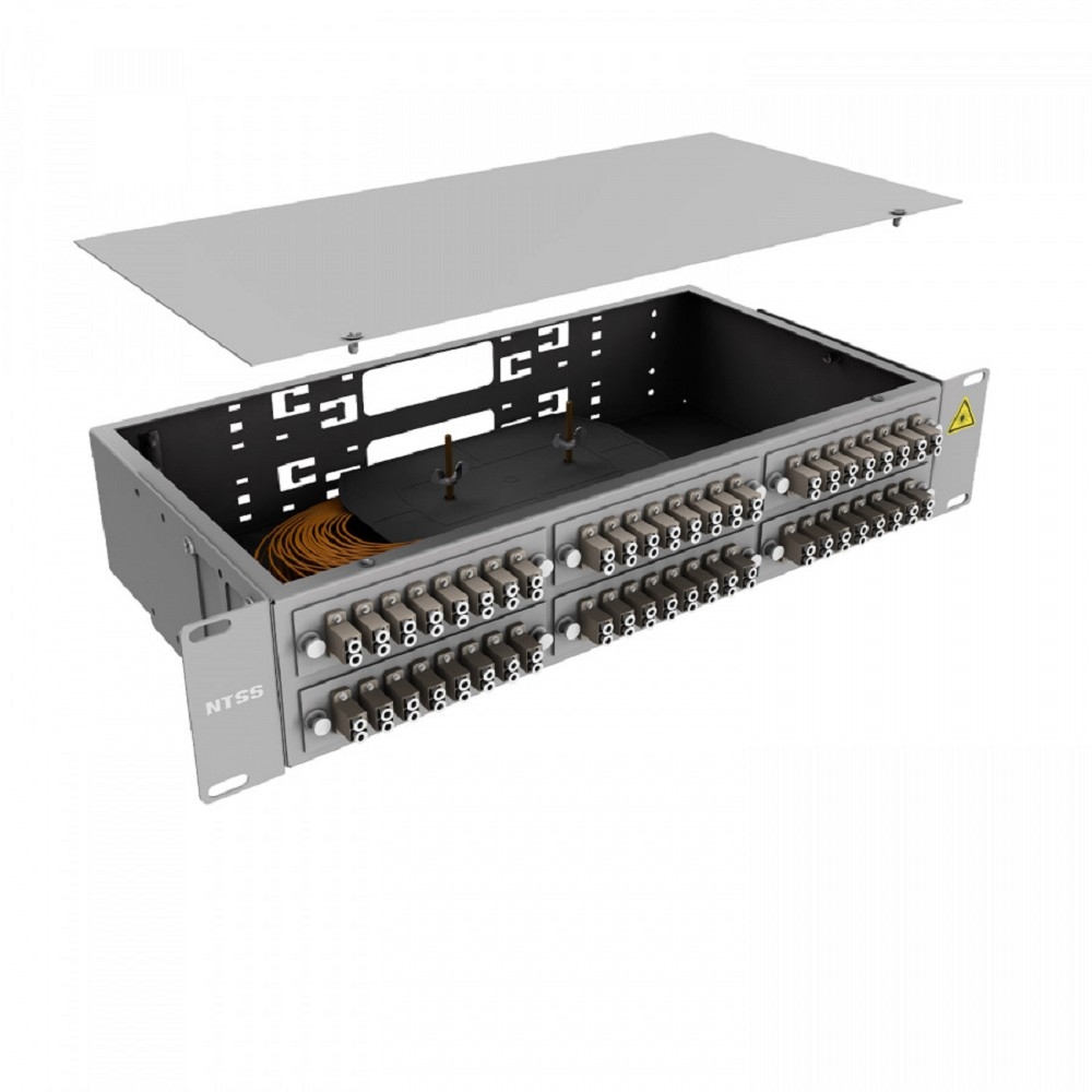 NTSS Кросс 19" NTSS PREMIUM, предсобранный 2U, 48 портов LC/UPC duplex, 50/125 мкм, (розетки, сплайс 3шт, КДЗС, пигтейлы) NTSS-RFOB-PM-2U-48-2LC/U-50-SP1.5G1A