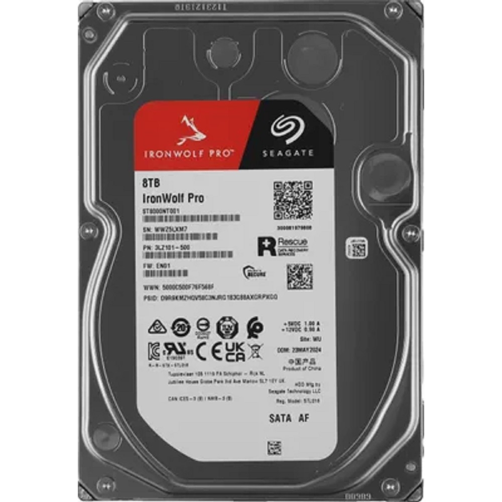 Диск HDD Seagate - Ironwolf Pro, для системы хранения, SATA, 6 Гб/с, 3.5", 8 ТБ, 7200 rpm, 256MB, ST8000NT001