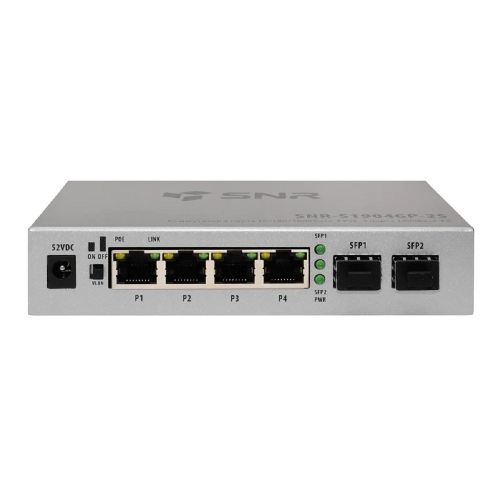 SNR SNR-S1904GP-2S Неуправляемый POE коммутатор уровня 2, 4 порта 10/100/1000Base-T, 2 порта 1000Base-X (SFP)