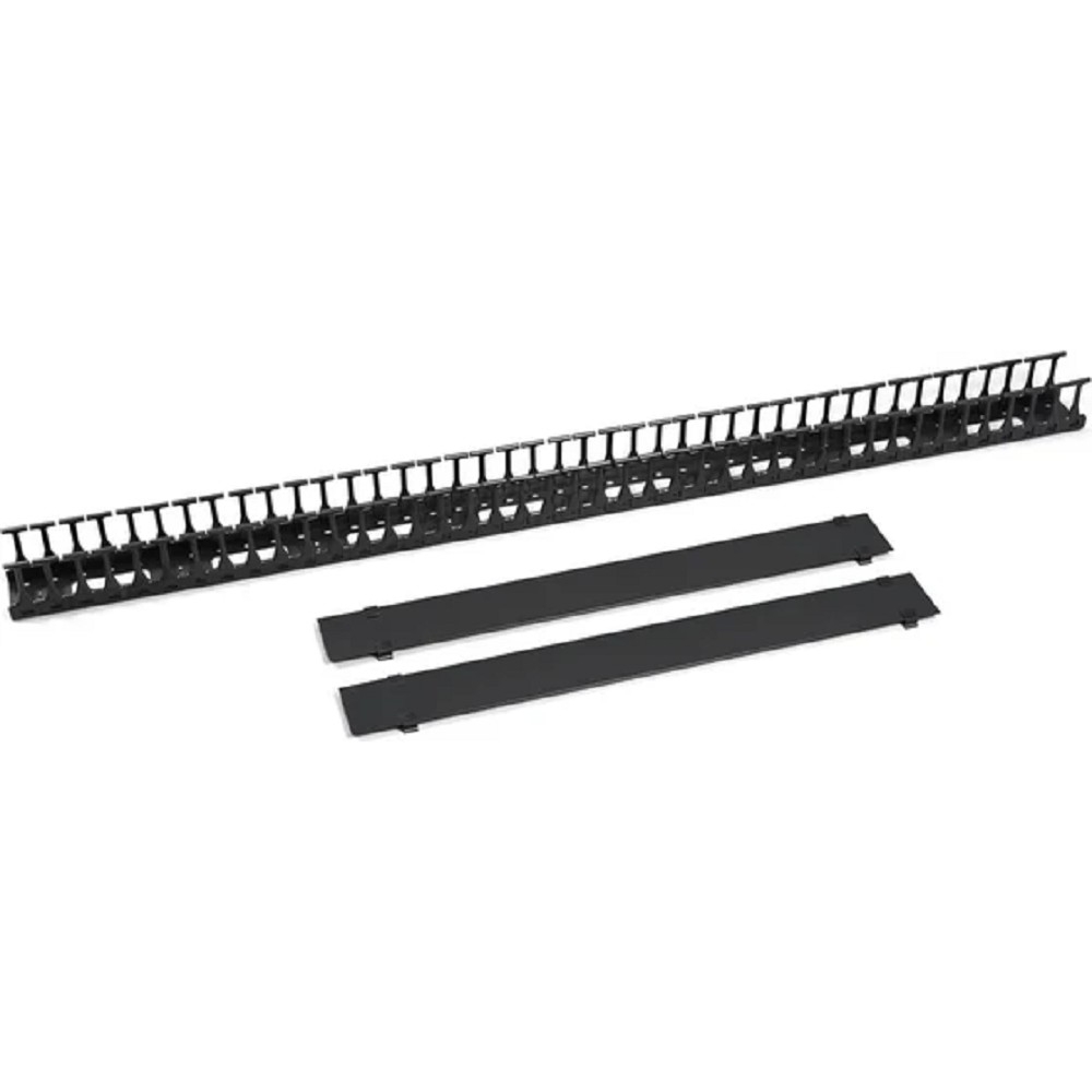 VCM-PL-42U-BK Организатор коммутационных шнуров Cabeus 42HU 1880х105х110 мм (ВхШхГ) вертикальный с крышкой для шкафов цвет: чёрный (гребёнка из пластика)
