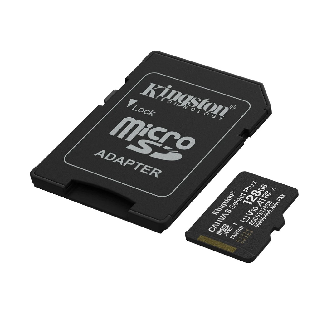Micro SecureDigital 128GB Kingston  Canvas Select Plus Gen3 150MB/s A1, с адаптером [SDCS3/128GB]