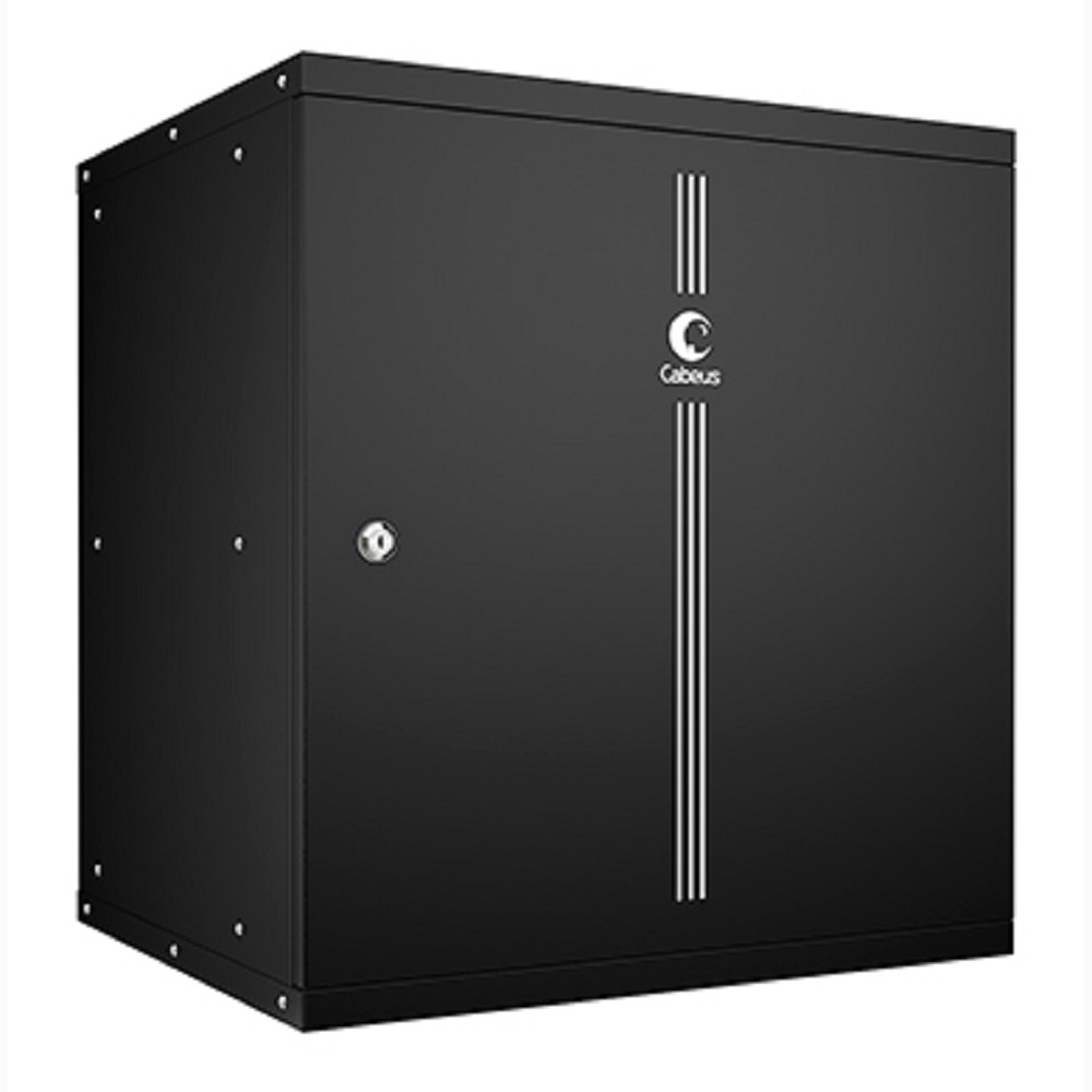 Настенный шкаф Cabeus - WSC-05D Light, 12U, глубина-450 мм, ширина-550 мм, металлическая дверь, съемные стенки, max-30кг, полезная глубина-340мм, IP20, цвет чёрный, WSC-05D-12U55/45m-BK