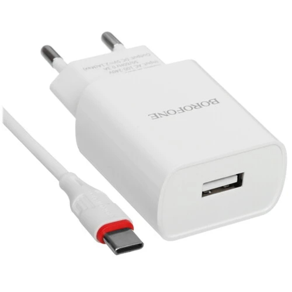 Зарядное устройство BOROFONE B-00742, 10.5Вт, 1×USB, Type-C кабель 1м