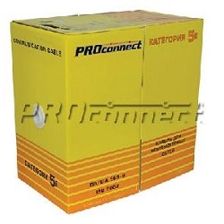 PROconnect (01-0147-3) Кабель витая пара омедненный F/UTP, CCA, CAT 6, PVC, 4PR, 23AWG, INDOOR, SOLID, серый, 305м