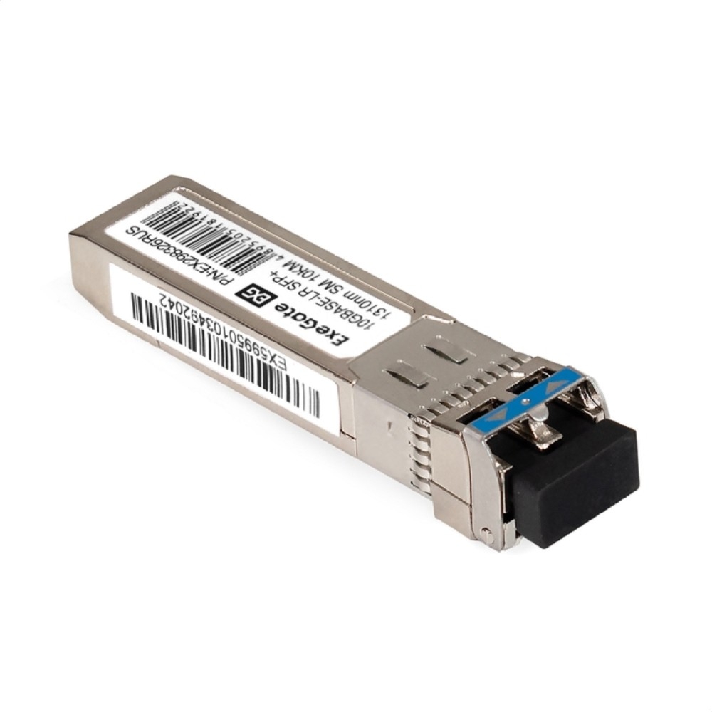 Exegate EX298326RUS Трансивер SFP+ EXT-10G-SM1310-LC2-10KM (10GBase-LR для одномодового оптического кабеля, 10 Гбит/с, Tx:1310/Rx:1310 нм, до 10 км, разъем Duplex LC)