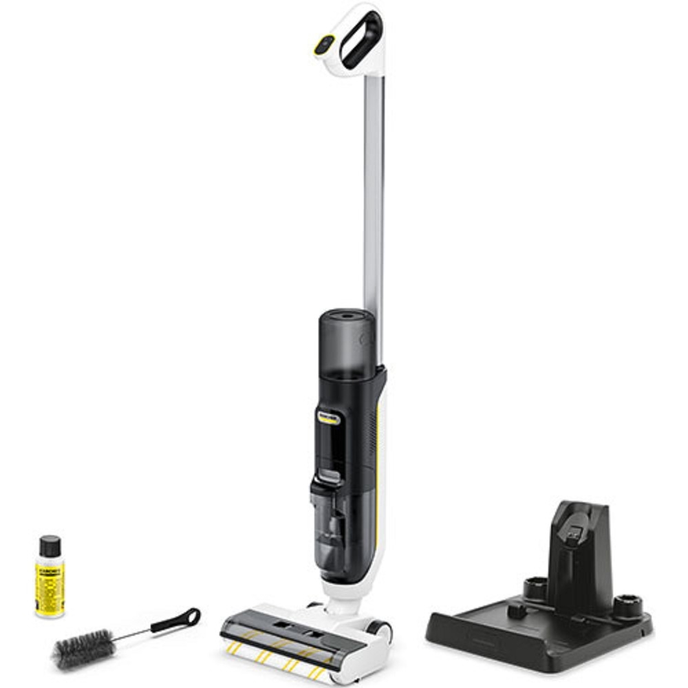 Пылесос вертикальный моющий Karcher FCV 3 белый/черный, питание от аккумулятора, 160 Вт, уборка сухая/влажная, пылесборник 0.8 л