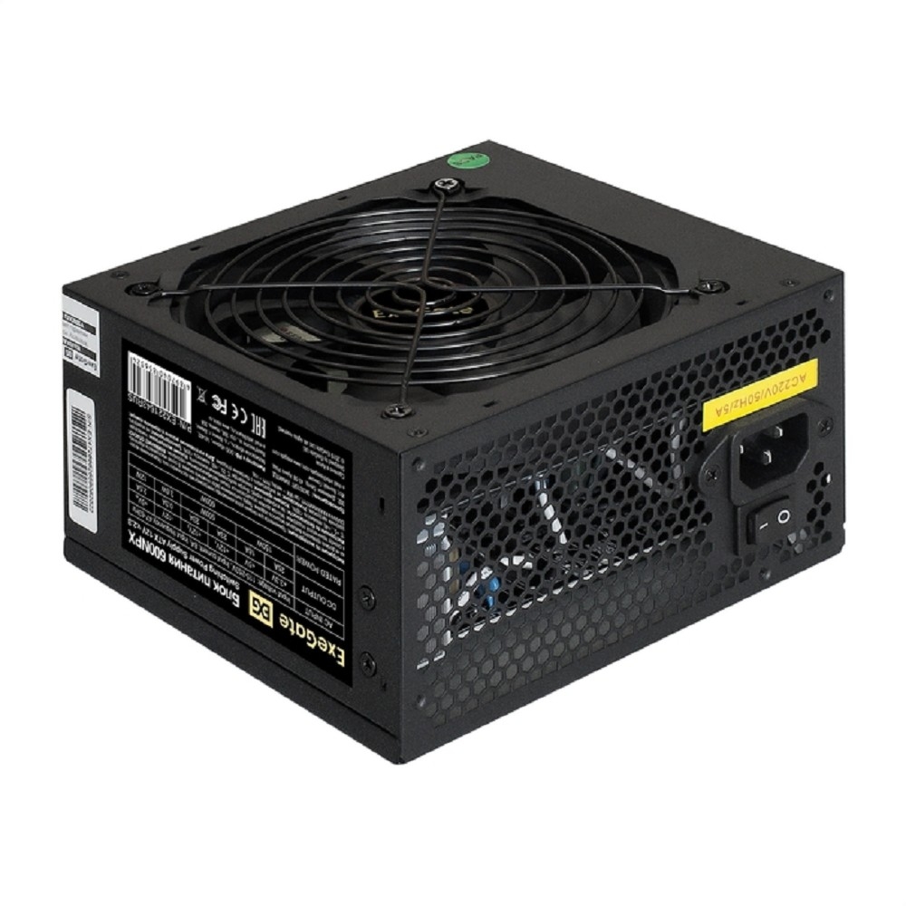 Exegate Блок питания ExeGate  600W 600NPX ATX (без сетевого шнура в комплекте), 12cm fan, 24pin, 4pin, PCIe, 3xSATA, 2xIDE, black EX221643RUS