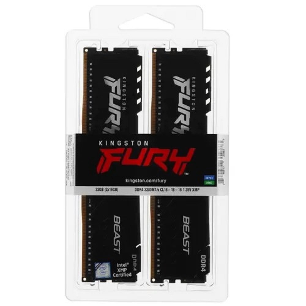 Kingston DDR4 DIMM 32GB Kit 2x16Gb KF432C16BB1K2/32 PC4-25600, 3200MHz, CL16
