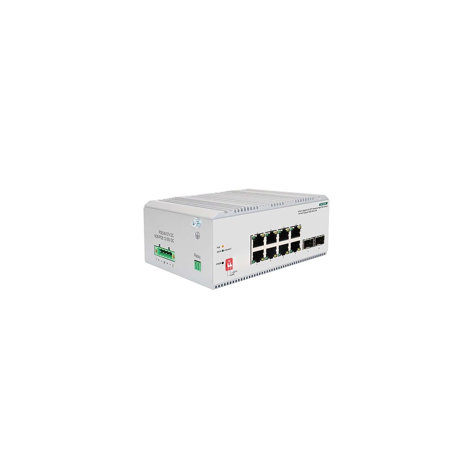 ORIGO OI2210P/185W/A1A Промышленный неуправляемый PoE-коммутатор 8x1000Base-T 802.3bt PoE, 2x1000Base-X SFP, PoE-бюджет 185 Вт