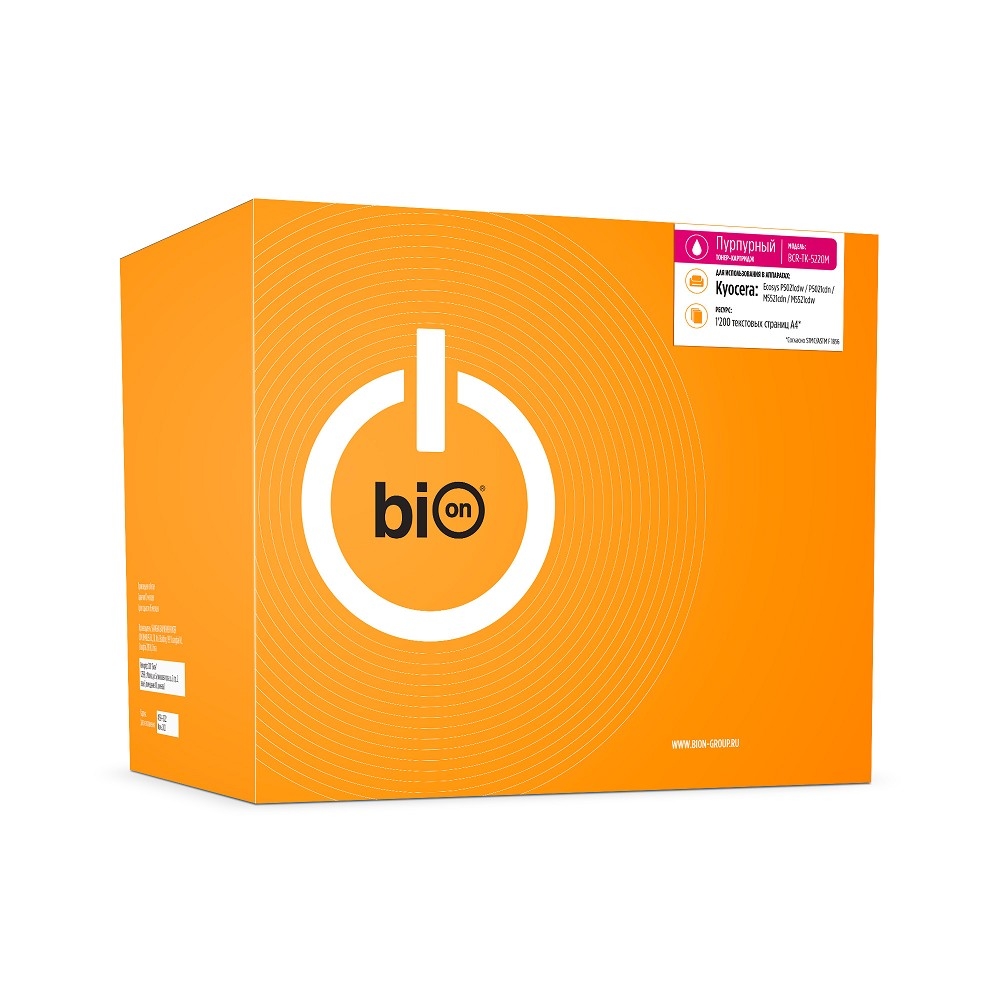 Bion BCR-TK-5220M  Картридж для Kyocera Ecosys{ P5021cdw/P5021cdn/M5521cdn/M5521cdw} (1200  стр.),Пурпурный, с чипом