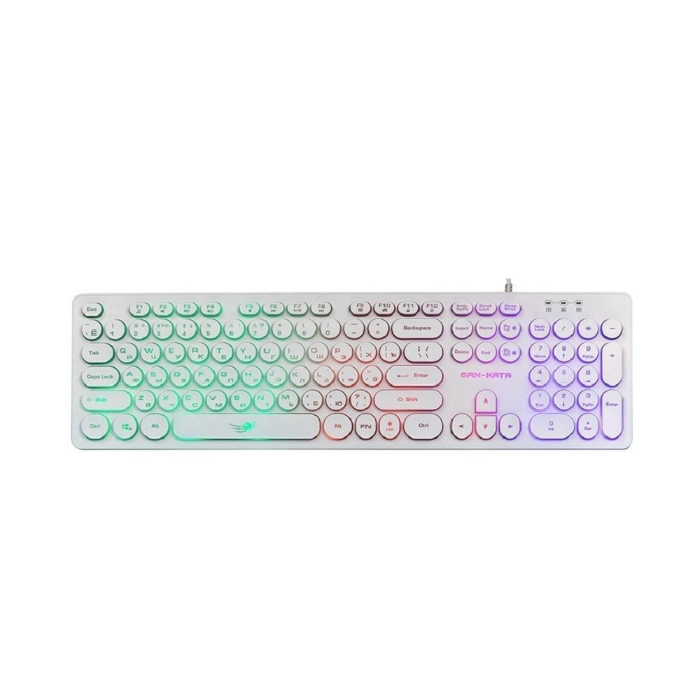 Клавиатура проводная Dialog Gan-Kata KGK-16U WHITE - игровая с RGb-подсветкой, USB, белая