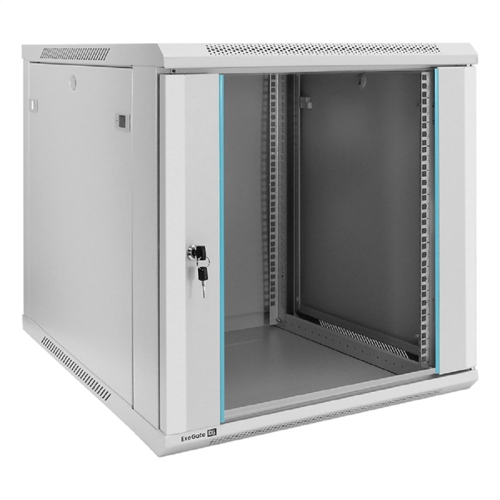 Exegate EX298604RUS Шкаф телекоммуникационный 19" настенный 12U ExeGate EC-WM-12U.600.G.GREY (19”, 12U, 600x600x635mm (ШхГхВ), передняя дверь закаленное стекло, съемные боковые панели, пыле- и влагоза