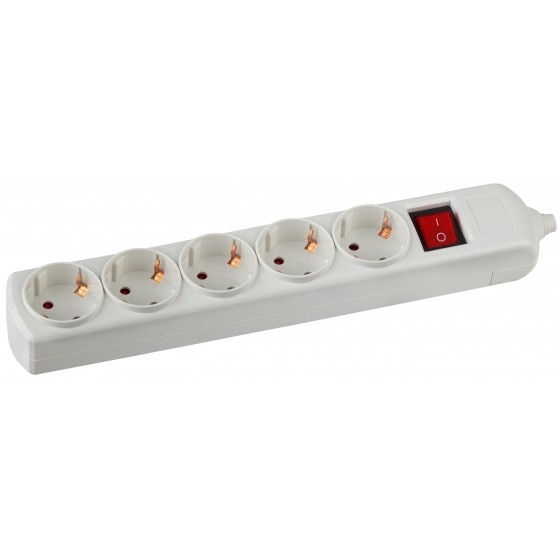 ЭРА C0045326 Колодка K-5es с заземлением с выключателем 5 гнезд белая {корпус полипропилен}
