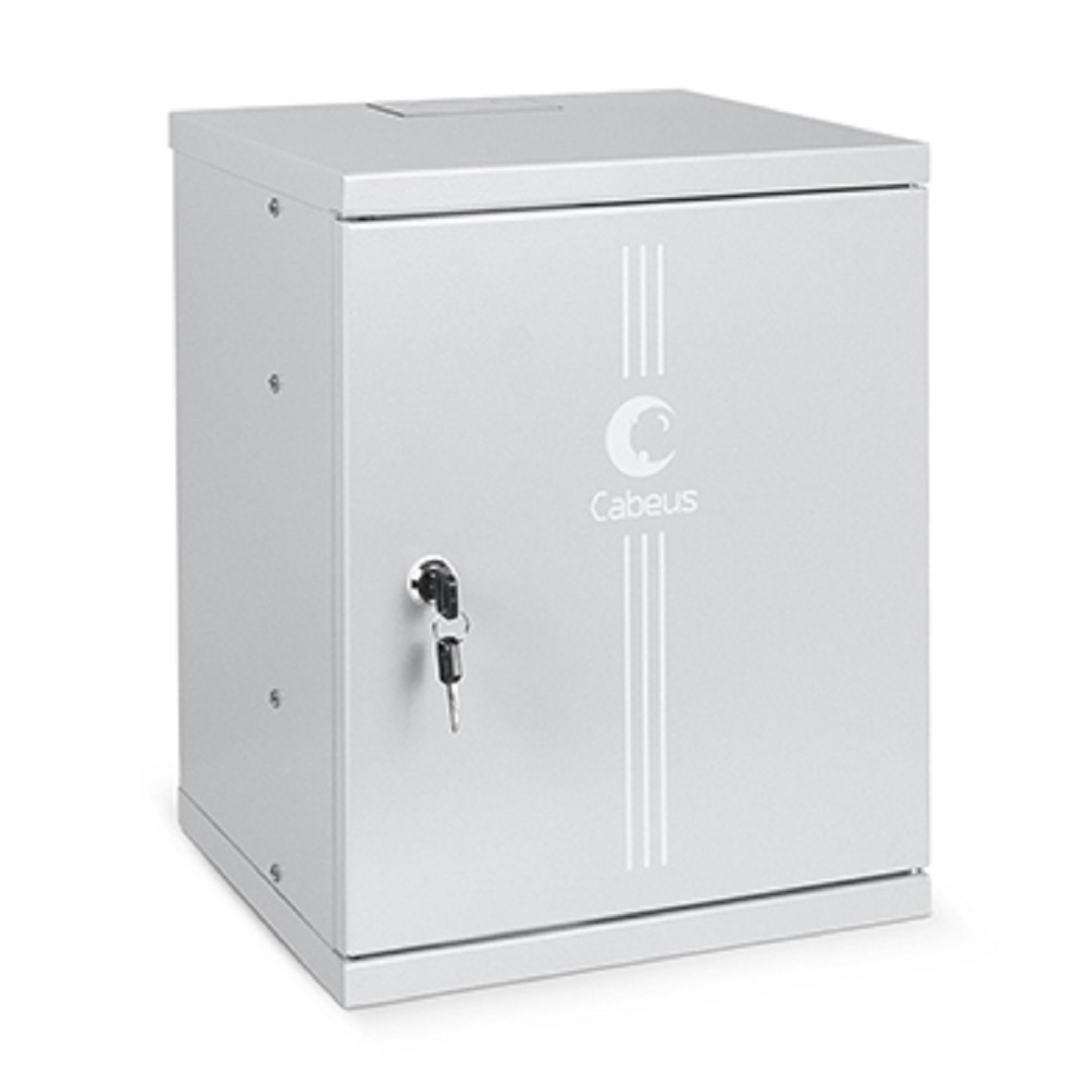 Настенный шкаф Cabeus - WSC 10", 8U, глубина-300 мм, ширина-326 мм, металлическая дверь, max-20кг, полезная глубина-200мм, IP20, цвет серый, WSC-8Um