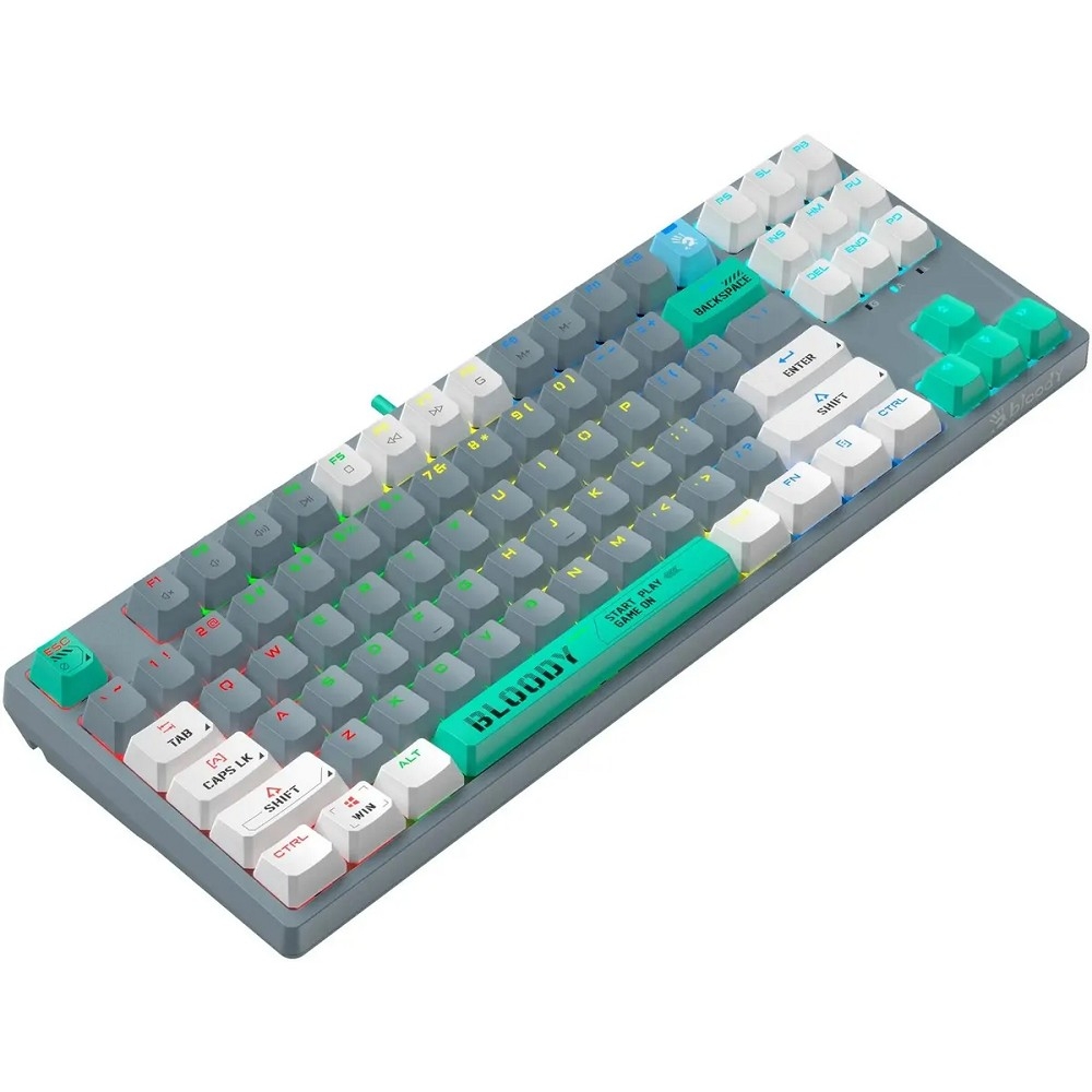 Клавиатура проводная A4Tech Bloody S87 Energy grey/green (механическая, USB, for gamer, LED) (S87 USB ENERGY ASH)