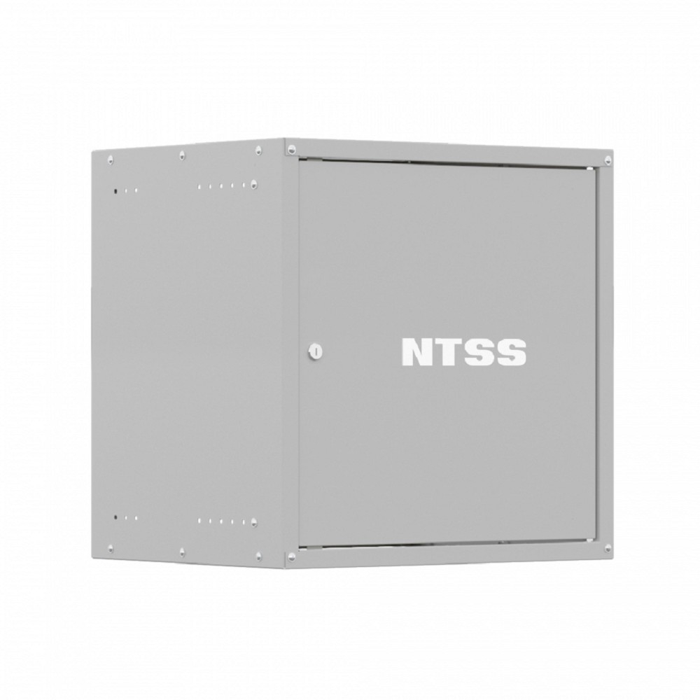 NTSS Шкаф настенный телекоммуникационный NTSS LIME 12U 550х450х635мм, 2 профиля 19, дверь сплошная металл, боковые стенки несъемные, разобранный, серый RAL 7035 NTSS-WL12U5545FD