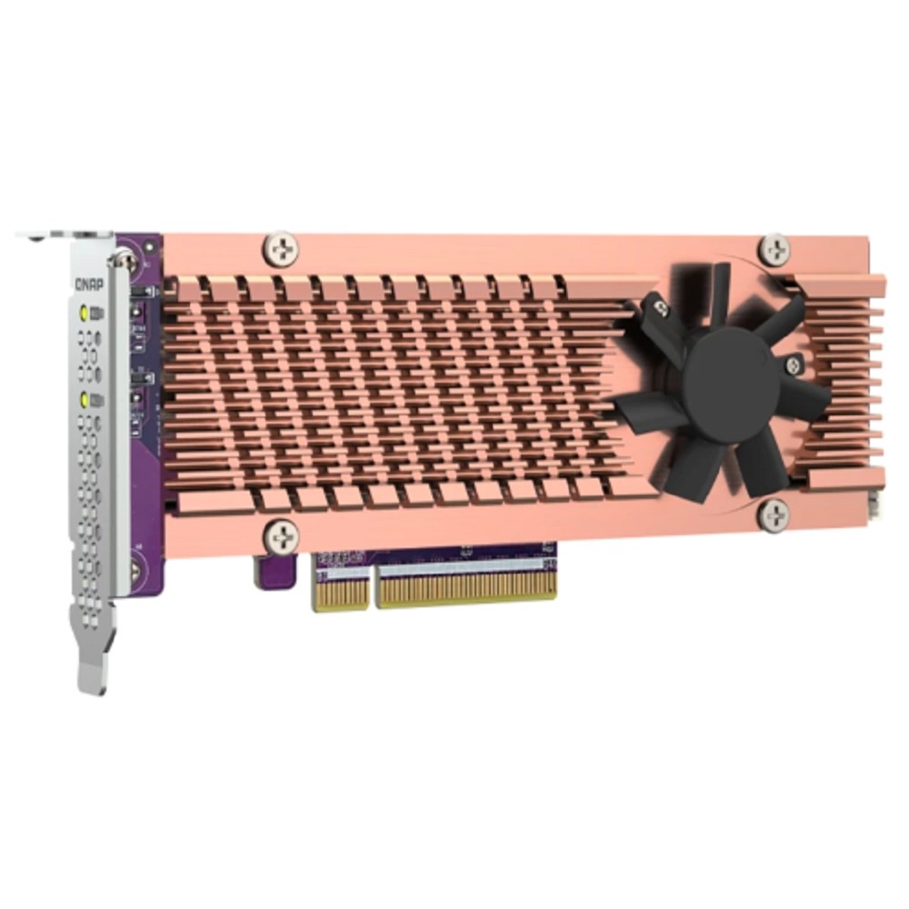 Райзер-карта QNAP QM2-2P-384A Карта расширения 2 слота M.2 22110/2280 NVMe SSD. Интерфейс PCIe Gen3 x8.