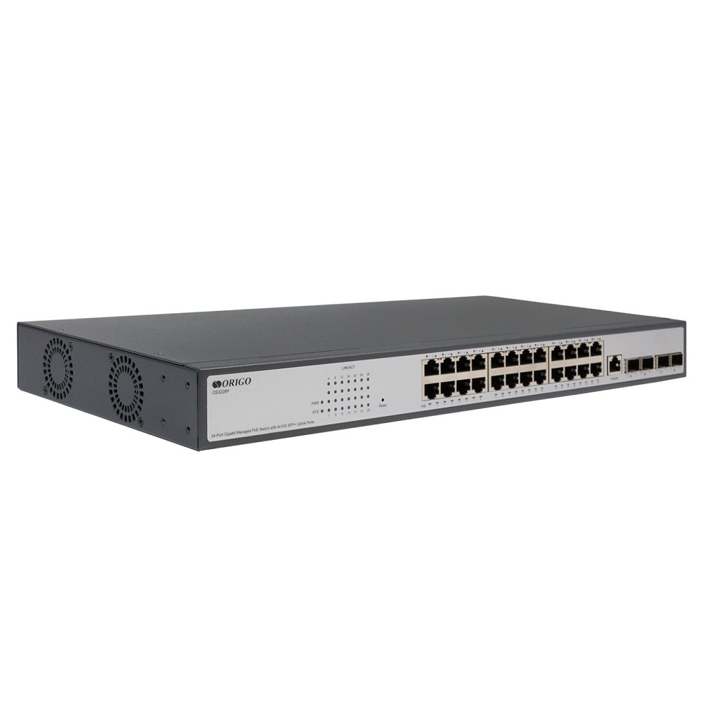 ORIGO OS3228P/370W/A1A Управляемый L3 PoE-коммутатор 24x1000Base-T PoE+, 4x10G SFP+, PoE-бюджет 370 Вт