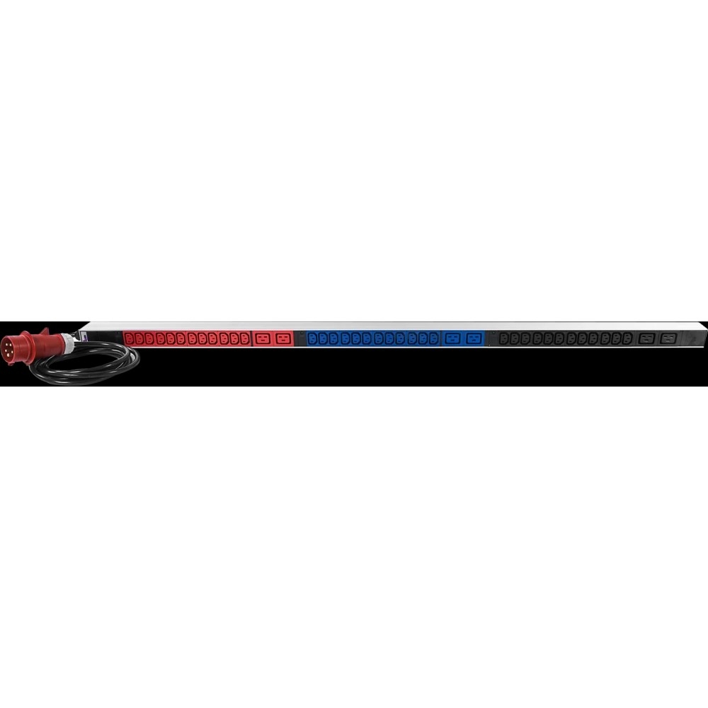 REM Верт блок розеток Rem-3x16, 3 фазы 16A, инд, 36 C13, 6 C19, 1420 мм, вх IEC 309, шнур 3 м