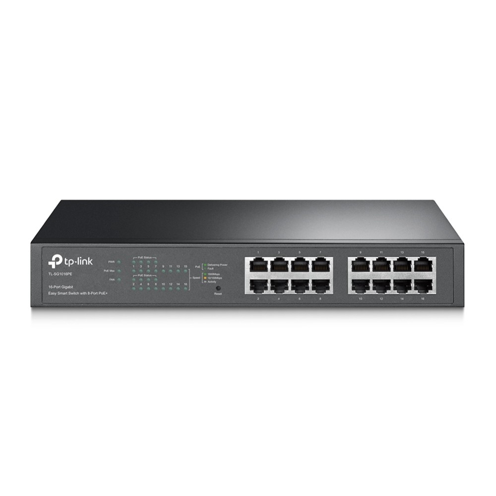 TP-Link TL-SG1016PE Коммутатор Easy Smart с 16 гигабитными портами (8 портов PoE+)