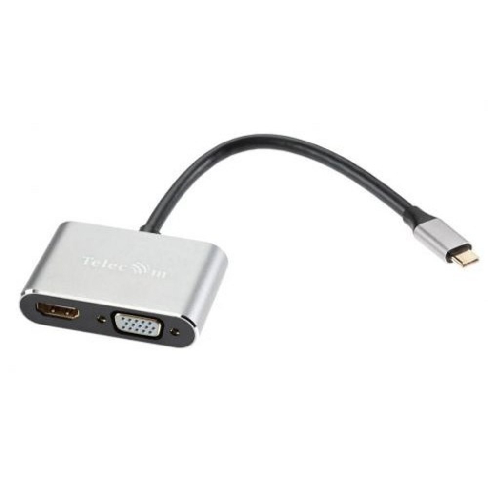 VCOM TUC055  Кабель-концентратор USB3.1 TypeCm -->HDMI+USB3.0+PD+VGA Alum Grey 4K@30Hz, Telecom<TUC055>[6926123465530]