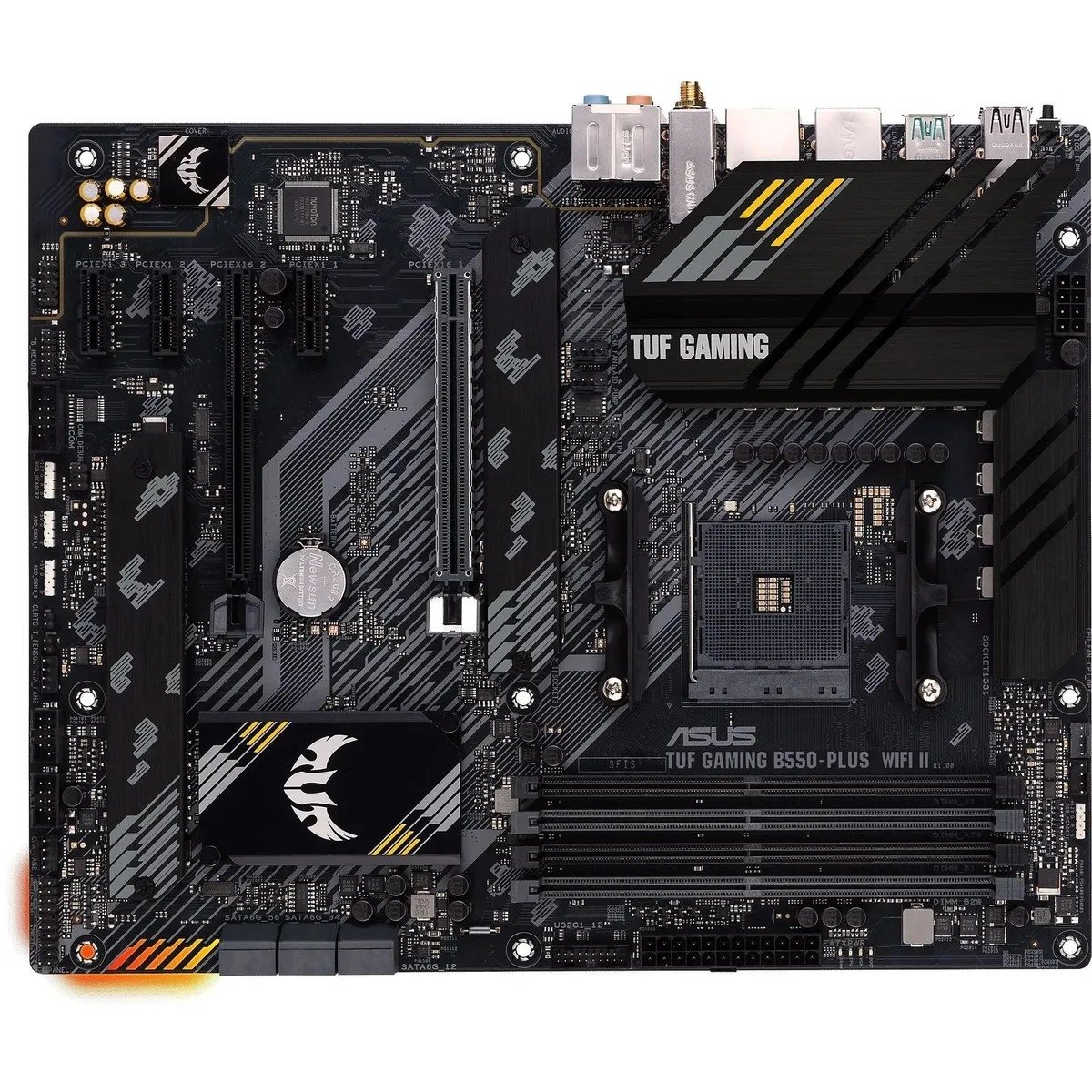 ASUS TUF GAMING B550-PLUS WIFI II (Socket AM4, ATX, 4xDDR4(128GB), DP/HDMI, 1xPCIe 4.0x16/1xPCIe 3.0x16/3xPCIe 3.0, 1xLAN (2.5GbE), Wi-Fi, BT, 6xSATA 6Gb/s, 2xM.2, 1xType-C 5xUSB 3.2, 2xUSB 2.0)