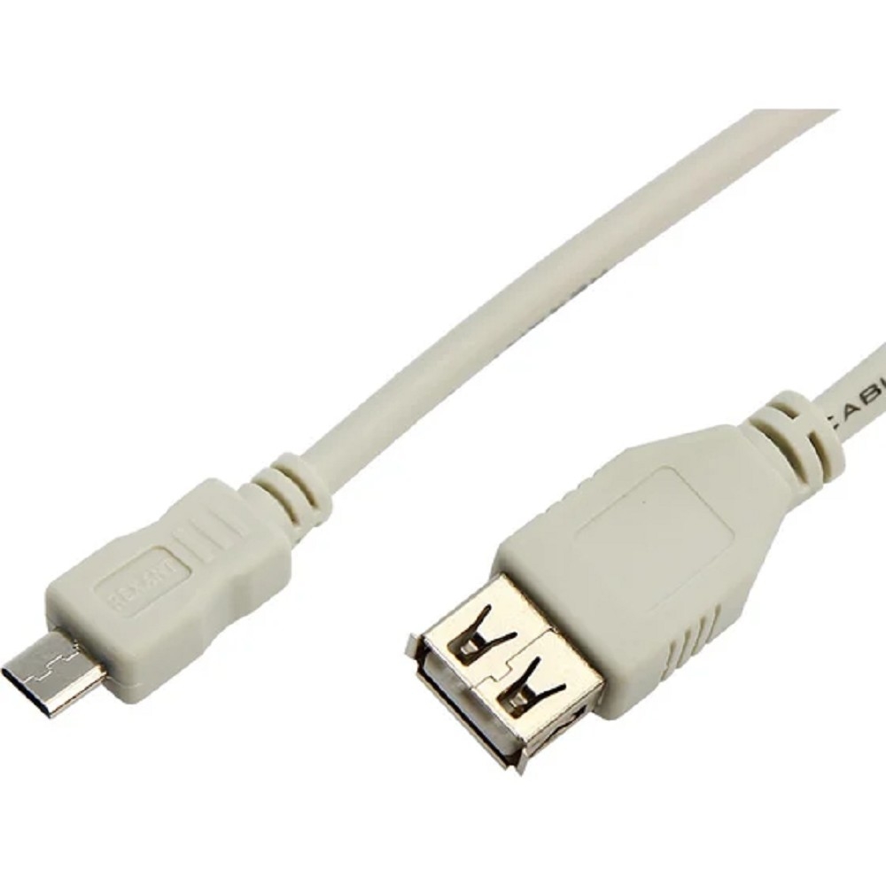 Кабель USB (шт. micro USB - гн. USB A) 0.2 метра, серый REXANT