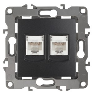 Эра Б0014733 12-3108-05 Розетка информационная двойная 2XRJ45, Эра12, антрацит