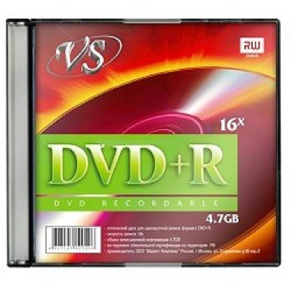 Диск DVD+R VS 4.7GB 16x Slim Case (5 шт.) (VSDVDPRSL501)