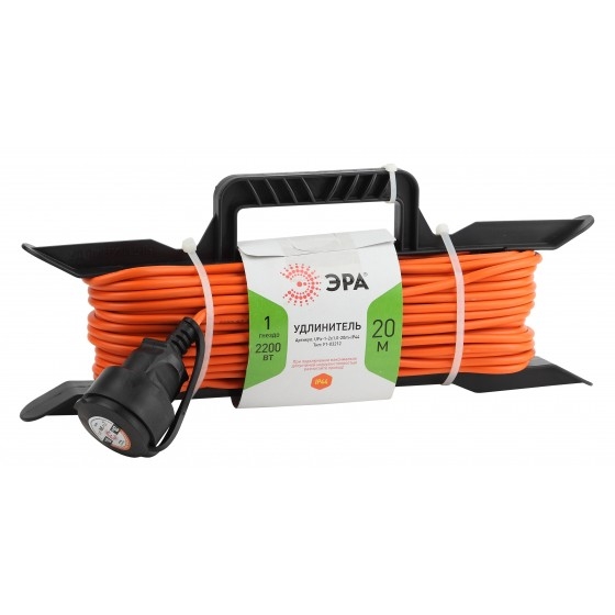 ЭРА Б0043040 Удлинитель силовой UFx-1-2x1.0-20m-IP44 на рамке б/з 1 гн 20м ПВС 2х1