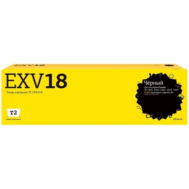 Картридж лазерный T2 TC-CEXV18 C-EXV18 черный (8400стр.) для Canon iR-1018/1020/1022/1023/1024 без чипа