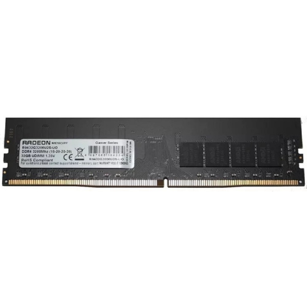 Оперативная память AMD Radeon DDR4 32GB 3200Mhz Long DIMM 1.35V  Bulk R9432G3206U2S-U RTL 20 (183580) R9432G3206U2S-UO