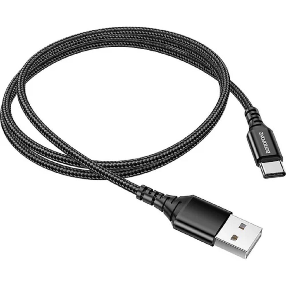 Кабель borofone B-45835, Type-C, 1 м, 3 А, нейлон, черный