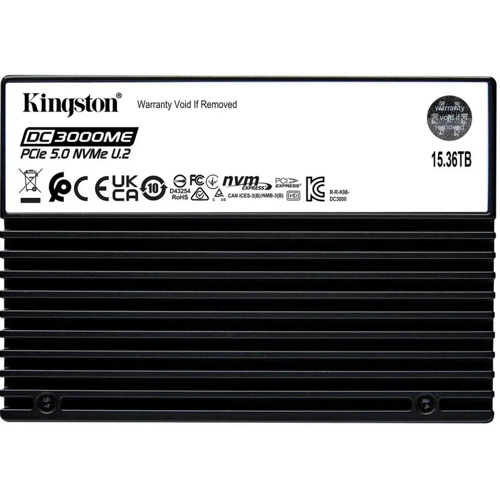 Накопитель SSD Kingston DC3000ME 15360Gb, U.2(2.5" 15мм), NVMe, PCIe Gen 5x4, 3D TLC, R/W 14000/9700Mb/s, IOPs 2 700 000/400 000, TbW 28032, DWPD 1(12 мес)