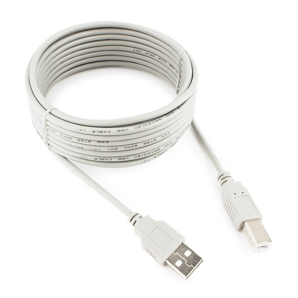 CC-USB2-AMBM-15-N Кабель USB2.0 Cablexpert CC-USB2-AMBM-15-N, AM/BM, медь, Pro,  4.5м, серый, пакет