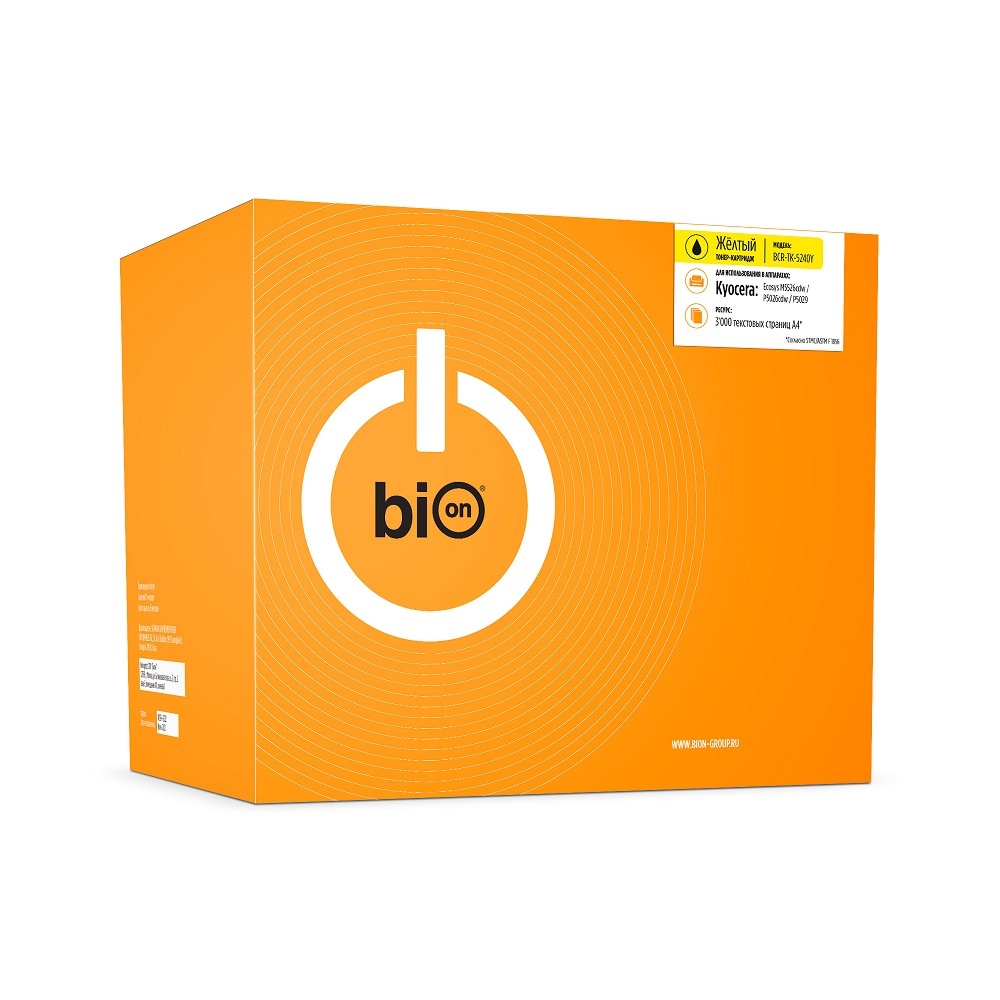 Bion BCR-TK-5240Y Картридж для Kyocera ECOSYS { P5026cdn/P5026cdw/M5526cdn/M5526cdw} (3000  стр.), Желтый, с чипом