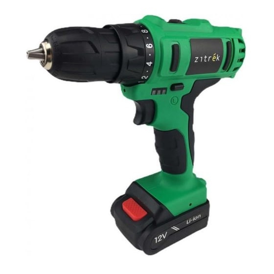 Дрель аккумуляторная Zitrek Greenpower 12-Li { 12В, Li-ion аккумулятор 2шт, ЗУ, кейс, бита } [063-4074]