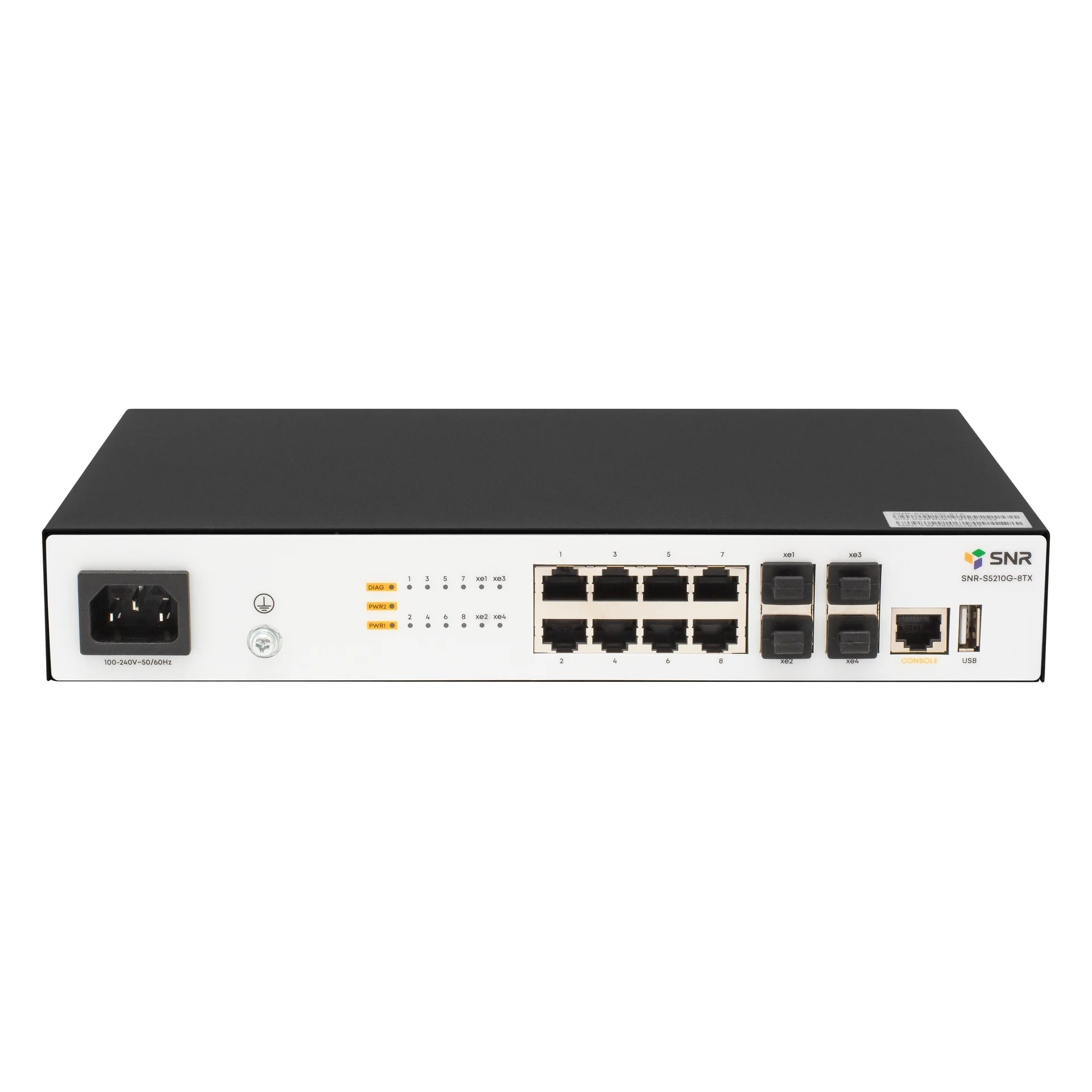 SNR SNR-S5210G-8TX Управляемый коммутатор уровня 2+, 8 портов 10/100/1000Base-T, 4 порта 1/10G SFP+, встроенный БП ~220V AC