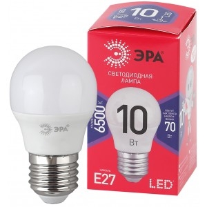 Эра Б0045355 Лампочка светодиодная RED LINE LED P45-10W-865-E27 R E27 / Е27 10Вт шар холодный дневной свет 