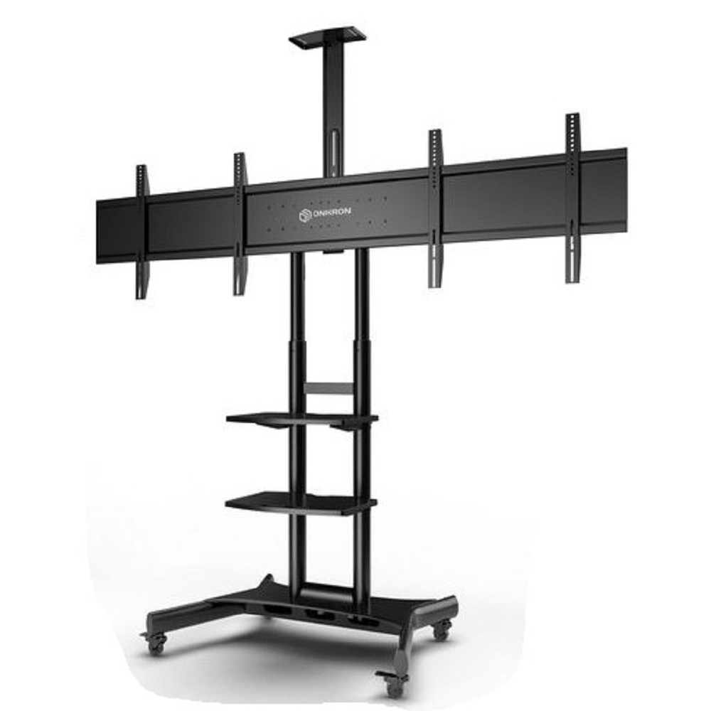 ONKRON мобильная стойка для двух ТВ 40"-65", макс 105.9кг, чёрная TS1881DV