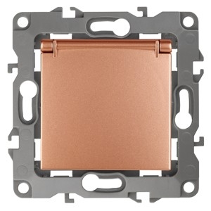 Эра Б0019329 12-2103-14 Розетка 2P+E Schuko со шторками с крышкой, 16АХ-250В, Эра12, медь
