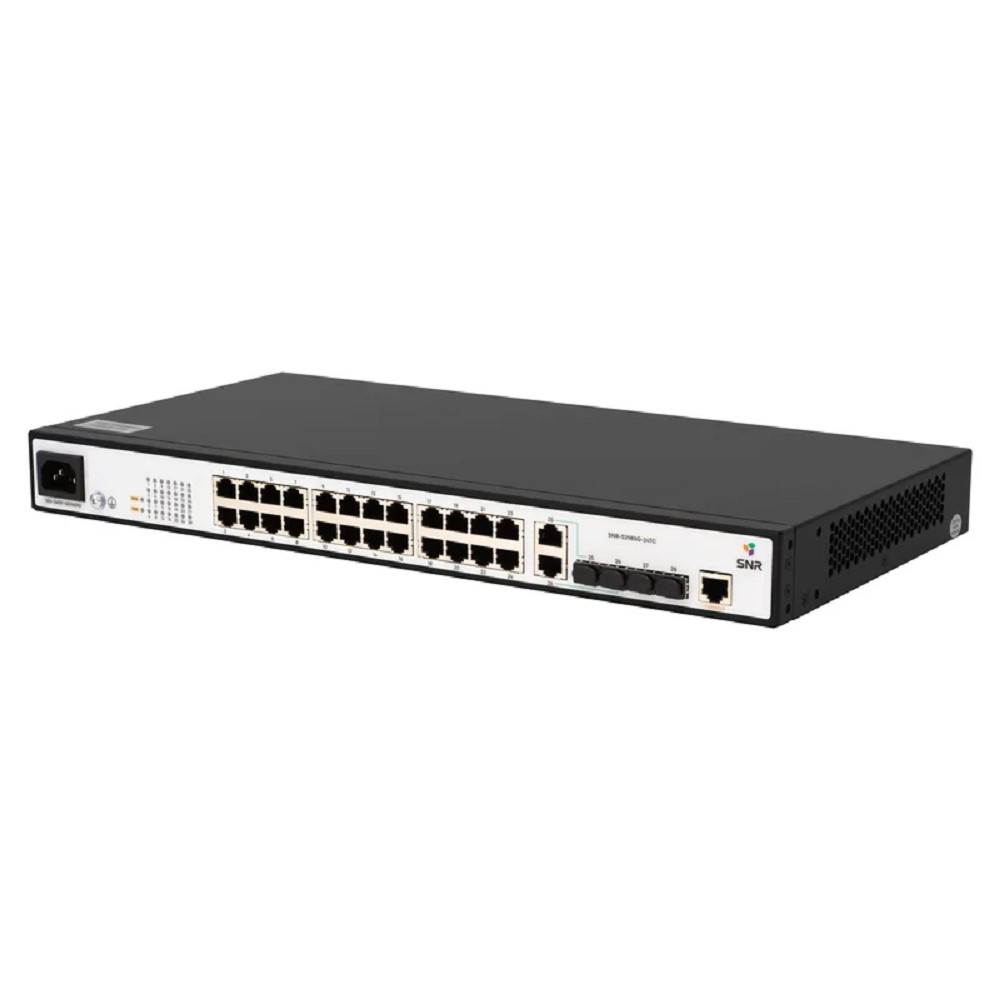 SNR SNR-S2985G-24TC-RPS Управляемый гигабитный коммутатор уровня 2, 24 порта 10/100/1000Base-T, 2 порта Combo 10/100/1000Base-T|100/1000Base-X SFP, 2 порта 100/1000Base-X SFP, встроенный БП ~220V AC