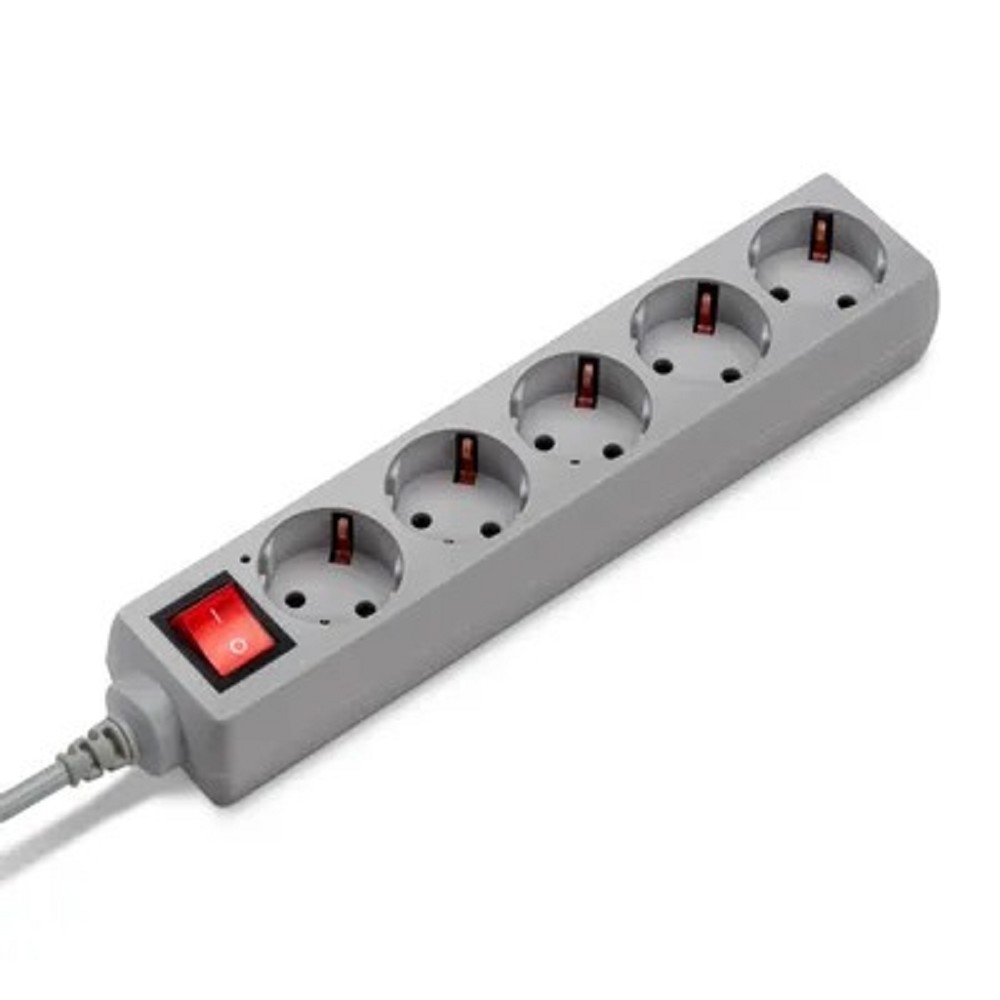Удлинитель с сетевым фильтром 5х1.5м с заземл. 7А IP20 500SL-1.5-G CCA 3х0.75 сер. BURO 354120