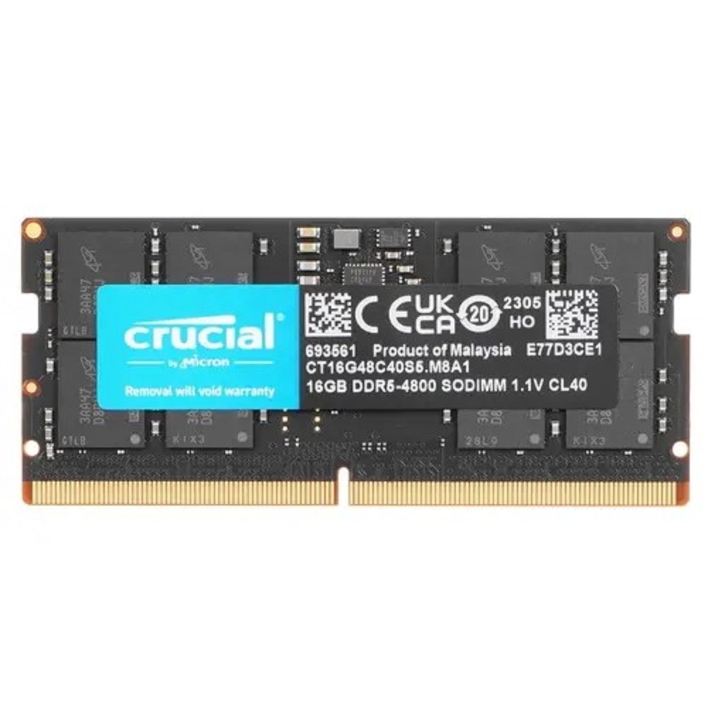 Оперативная память для ноутбука 16Gb (1x16Gb) PC5-38400 4800MHz DDR5 SO-DIMM Unbuffered CL40 Crucial CT16G48C40S5