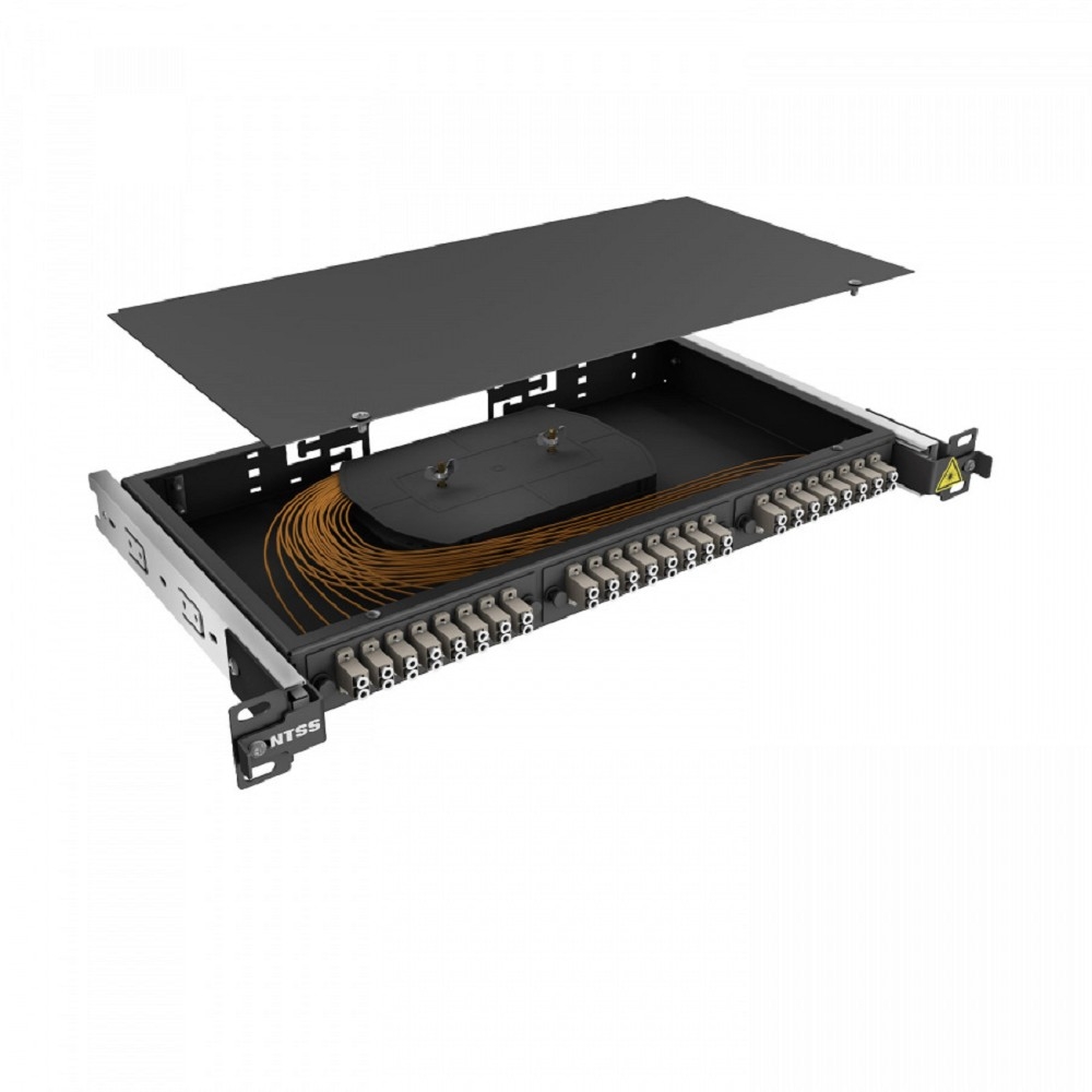 NTSS Кросс 19" NTSS PREMIUM выдвижной, предсобранный 1U, 8 портов LC/UPC duplex, 50/125 мкм, (сплайс, пигтейлы, кдзс, планки, адаптеры), черный, RAL9005 NTSS-RsFOB-PM-1U-8-2LC/U-50-SP1.5G1A-BL