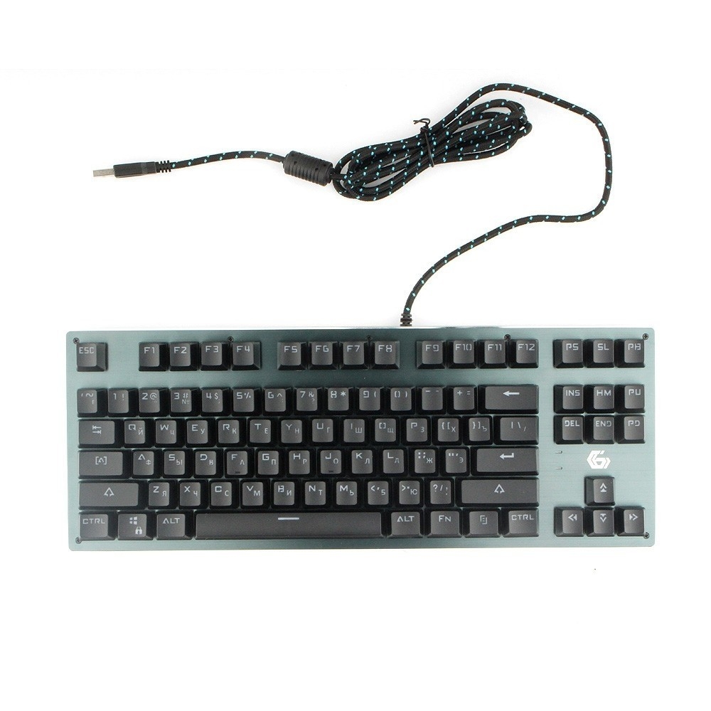 Клавиатура механическая Gembird KB-G540L {USB, черн, переключатели Outemu Blue, 87 клавиши, подсветка Rainbow 9 режимов, FN, кабель тканевый 1.8м}