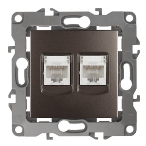 Эра Б0019355 12-3108-13 Розетка информационная двойная 2XRJ45, Эра12, бронза