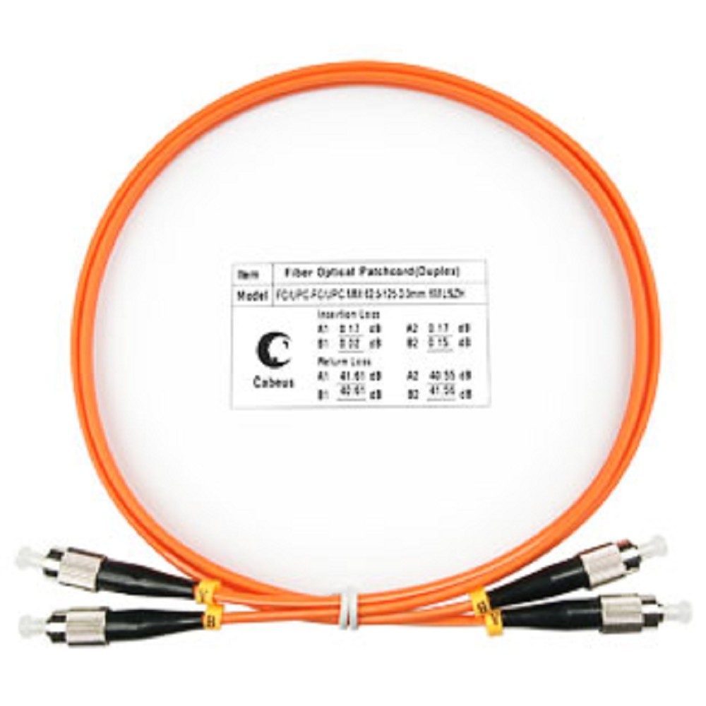 Оптический патч-корд duplex FC-FC 62,5/125 MM Cabeus FOP-62-FC-FC-1m 1 метр оранжевый LSZH