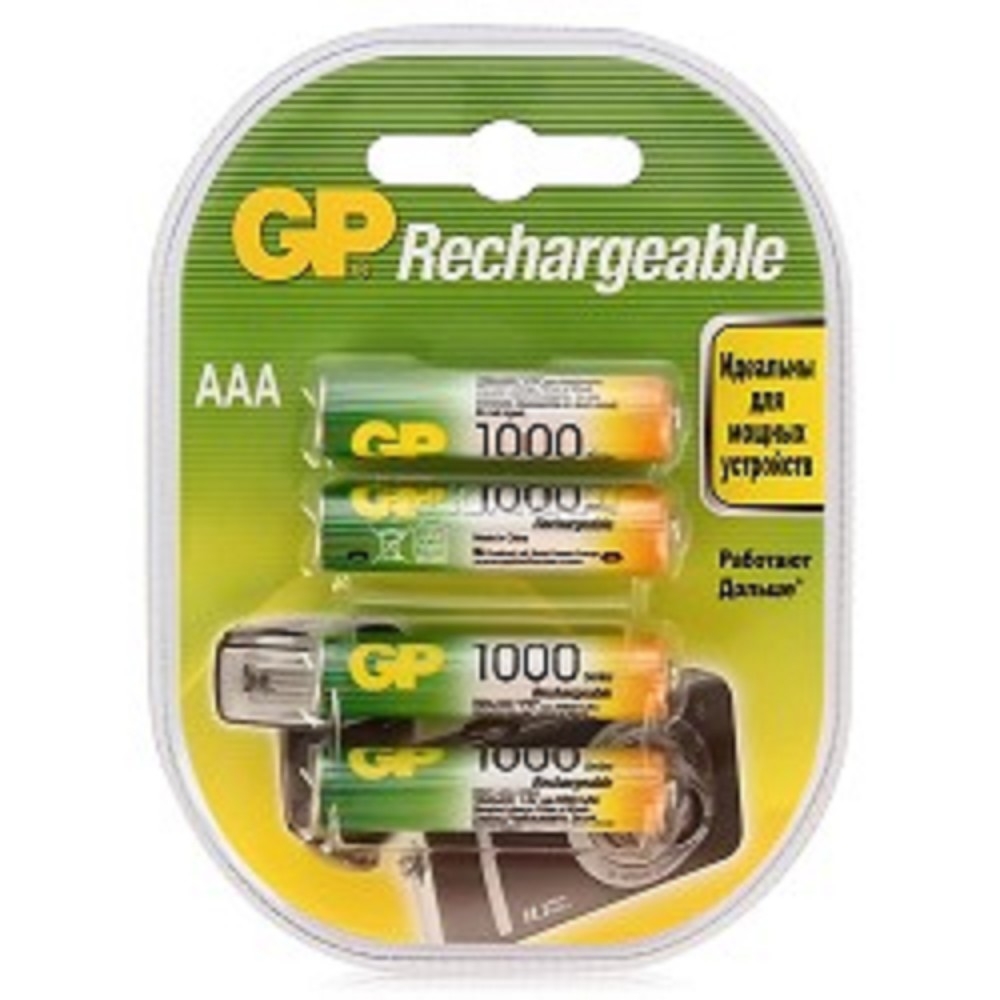 GP ReEnergy 100AAAHC AAA, емкость 1000 мАч (100AAAHCRGY-2CRCB4) (4 шт. в уп-ке) блистер